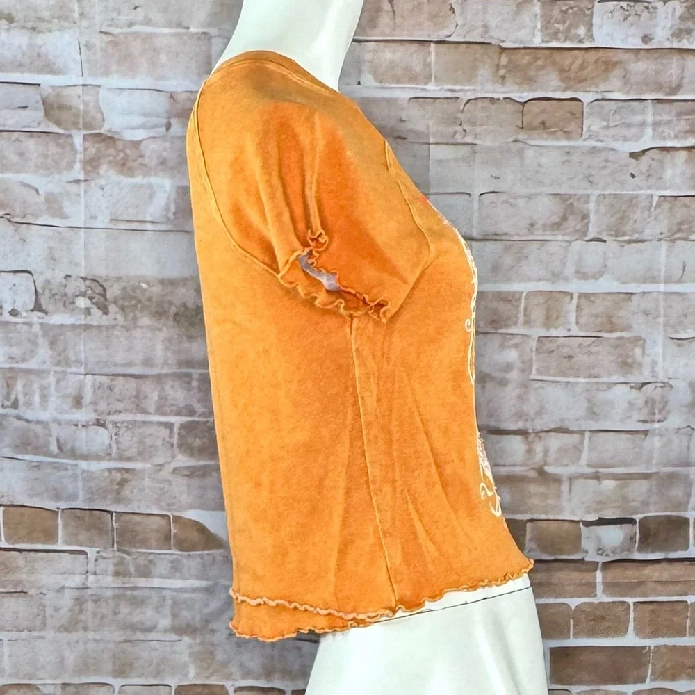 Sinful By Affliction Catherine Short Sleeve Orange Crop Top - NWT - Picture 9 of 10
